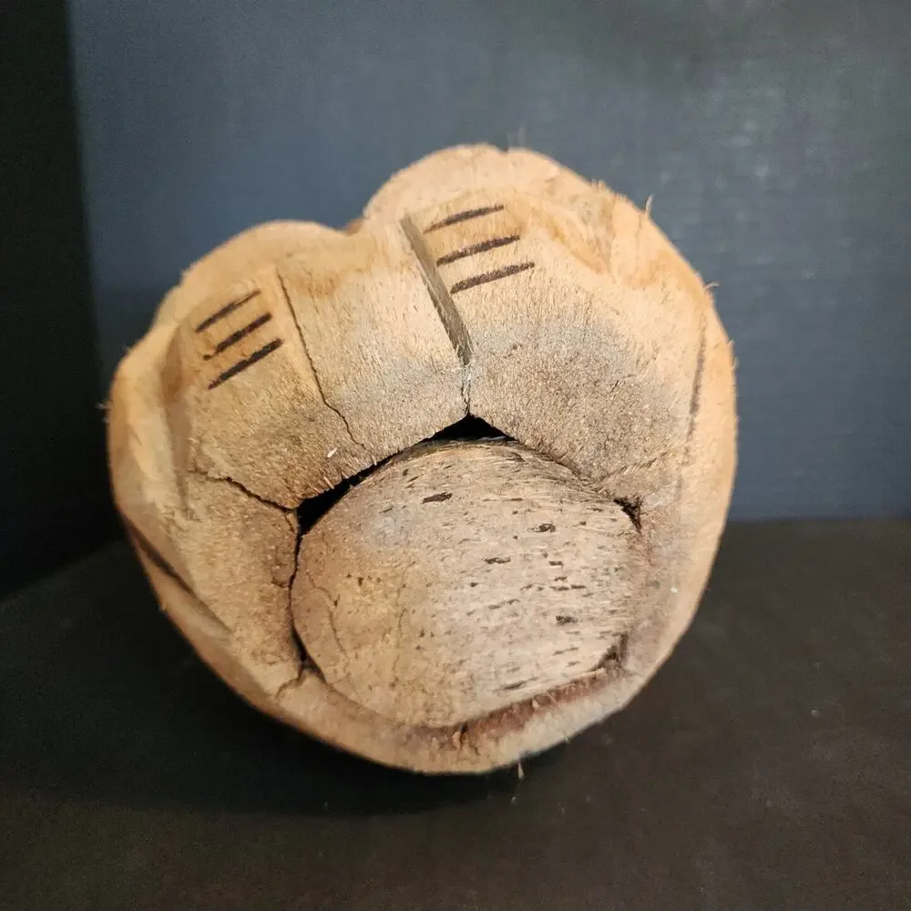 Vintage Carved Coconut, Figure Holding Maracas, Folk Art, Tiki Bar